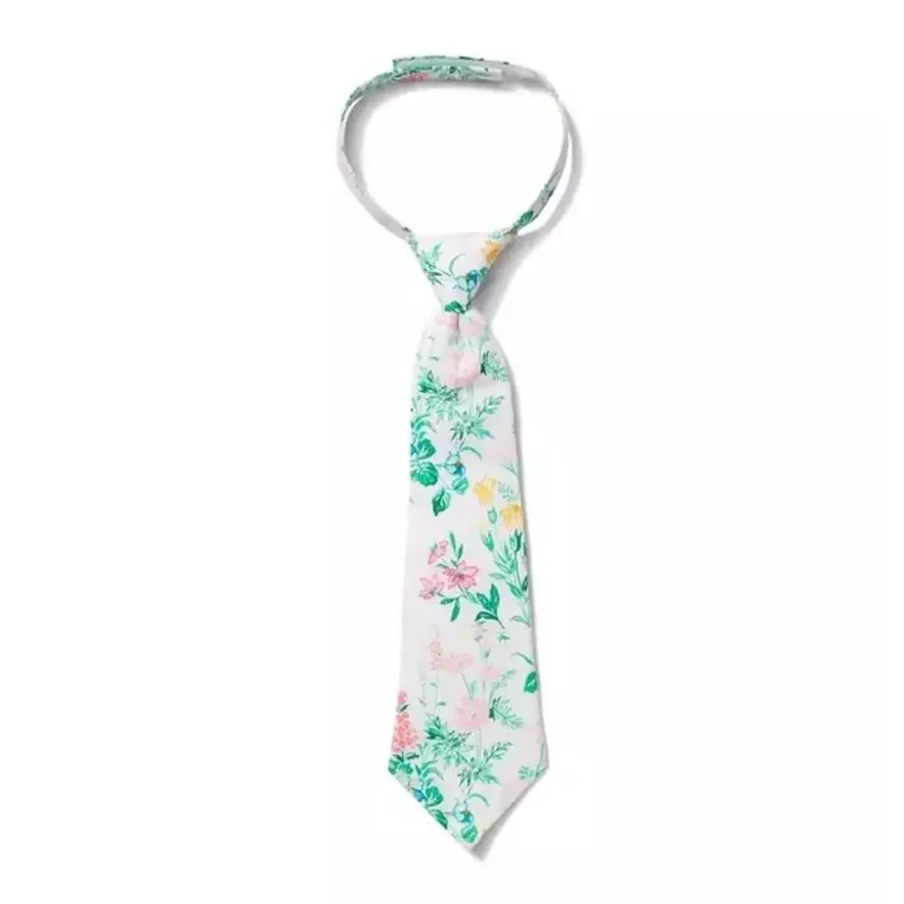 JANIE AND JACK White Green Pink Floral Necktie Tie Preppy  - Sz 2-5 - NWT